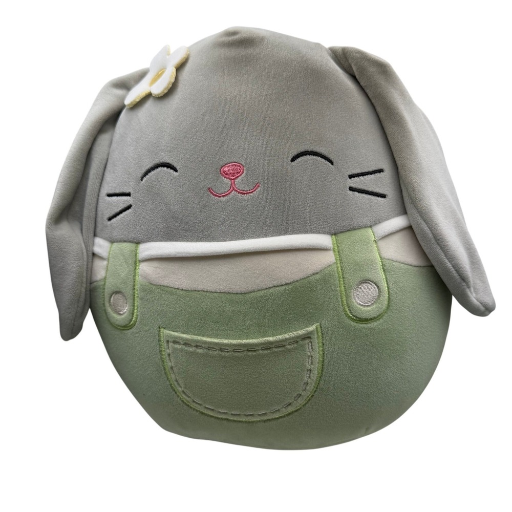 Squishmallows‎ Blake Bunny Rabbit Plush Green Overalls Flower Easter 8 Inch